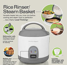 Load image into Gallery viewer, Hamilton Beach Mini Rice Cooker &amp; Food Steamer, 8 Cups Cooked (4 Uncooked), With Steam &amp; Rinse Basket, White (37508)