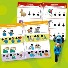 Load image into Gallery viewer, Educational Insights Hot Dots Jr. Let&#39;s Master Pre-K Reading Set with Ace Pen, Ages 4 and Up, (100 Self-Checking Lessons)