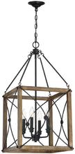 Load image into Gallery viewer, Open Cage 4-Light Painted Wood with Vintage Black Pendant