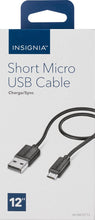Load image into Gallery viewer, Insignia - 1&#39; Short Micro USB Charge and Sync Cable - Black