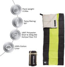 Load image into Gallery viewer, Trademark Global Lightweight Kids Sleeping Bag in Neon Green and Black