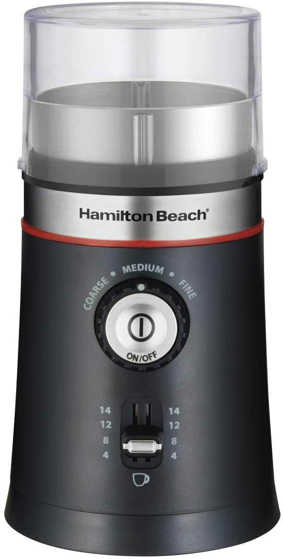 Hamilton Beach 10oz Electric Coffee Grinder with Multiple Grind Settings for up to 14 Cups, Stainless Steel Blades, Black