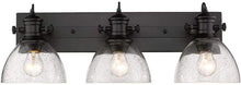 Load image into Gallery viewer, Golden Lighting 3118-BA3 BLK-SD Hines Vanity Light, Black with Seeded Glass