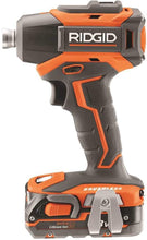 Load image into Gallery viewer, Ridgid R9603 18V Lithium Ion Cordless Brushless Drill Driver and Impact Driver Combo Kit (2 x 1.5 Amp Hour Batteries, 18V Battery Charger, and Case Included)