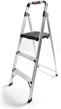 Load image into Gallery viewer, Rubbermaid RM-AUL3G 3-Step Ultra-Light Aluminum Stool with Plastic Top Step, 225 lb Capacity, Silver Finish