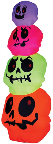 Gemmy 07207376 6-ft x Lighted Skull Halloween Inflatable, Multi-Colored