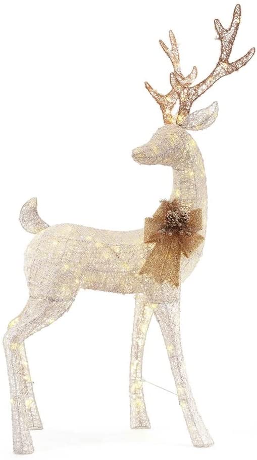 Home Accents Holiday 63 in. 160-Light LED White PVC Deer
