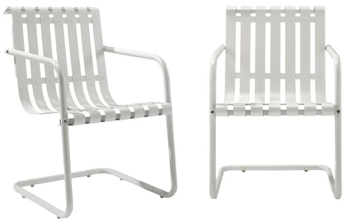 Crosley Furniture Gracie Retro Metal Outdoor Spring Chair - Alabaster White (Set of 2)
