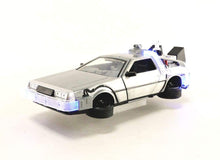 Load image into Gallery viewer, Back to The Future Part II 1:24 Time Machine Die-cast Car Light Up Feature, Toys for Kids and Adults