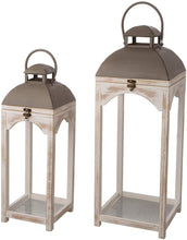 Load image into Gallery viewer, Glitzhome Mondern Farmhouse Wooden Lantern Hanging Decorative Candle Lantern for Outdoor &amp; Indoor