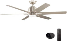 Load image into Gallery viewer, Kensgrove 54 in. Integrated LED Indoor Brushed Nickel Ceiling Fan with Light Kit works with Google Assistant and Alexa