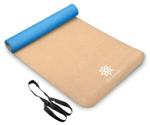 Load image into Gallery viewer, Life Energy 5 mm EkoSmart Cork Yoga Mat with Yoga Strap