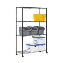 Load image into Gallery viewer, Sandusky MWS481872 4-Tier Mobile Wire Shelving Unit with 2" Nylon Casters, 4 Wire Shelves, Black