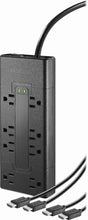 Load image into Gallery viewer, 8-Outlet Surge Protector with Two 8’ 4K UltraHD/HDR HDMI Cables - Black