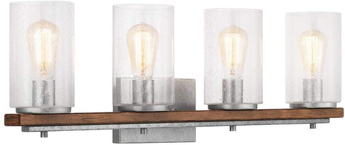 Boswell Quarter 4-Light Galvanized Vanity Light with Painted Chestnut Wood Accents