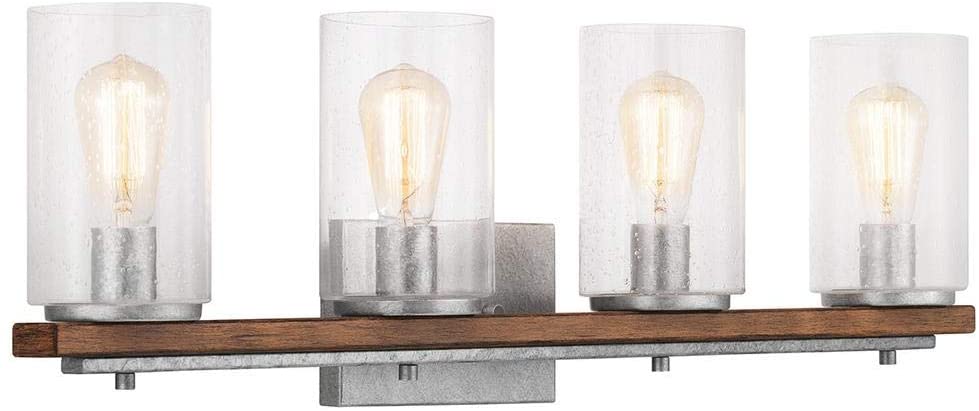 Boswell Quarter 4-Light Galvanized Vanity Light with Painted Chestnut Wood Accents