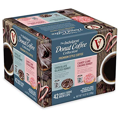 Donut Shop Variety Pack with Chocolate Glazed & Candy Cane Crumb for K-Cup Keurig 2.0 Brewers, 42 Count, Victor Allen’s Coffee Single Serve Coffee Pods