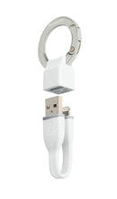Load image into Gallery viewer, [Apple MFi Certified] Merkury Innovations POWERLOOP Lightning to USB Keychain with 3-Inch High-Speed Rubberized Cable for iPhone &amp; iPad - White