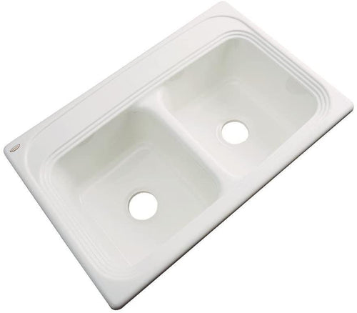 Chesapeake Drop-in Acrylic 33x22x9 0-Hole Double Bowl Kitchen Sink in Almond