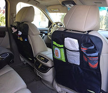 Load image into Gallery viewer, Premium Kick Mats by Baby Mushroom (2 Pack) - Superior Quality Waterproof Car Seat Back Protectors w/Storage and Reinforced Corners. Bonus Kids on Board Decal! Protects Upholstery, Fabric &amp; Leather.