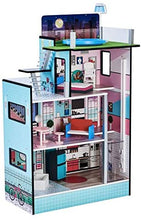 Load image into Gallery viewer, Teamson Kids - Dreamland Barcelona Wooden Pretend Play Doll House Dollhouse for 3.5" Doll with 10 Pieces of Furniture- Blue / White / Pink