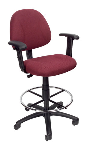 Boss Office Products B1616-BY Ergonomic Works Drafting Chair with Adjustable Arms in Burgundy