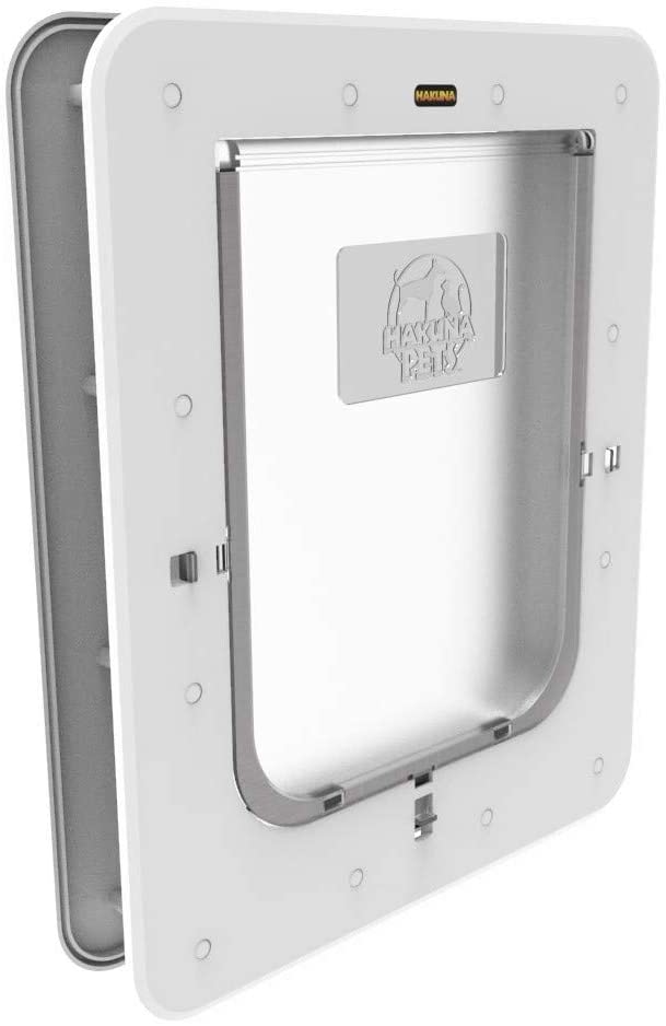 Hakuna Pets Super Tough Large Dog Pet Door with 2-Way Locks for Screens
