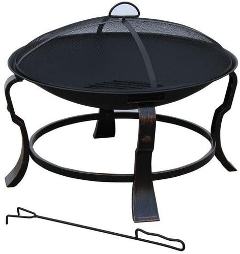 Hampton Bay 24 in. Ashmore Round Durable Solid Steel Construction with Antique Bronze Finish Steel Fire Pit