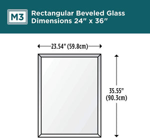 24 in. x 36 in. (M3) Rectangular Frameless TRUClarity Deluxe Glass Mirror with Easy-Cleat Flush Mount Hardware