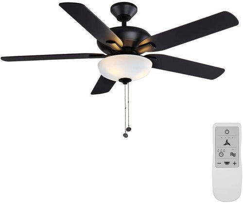 Holly Springs 52 in. LED Matte Black Smart Ceiling Fan with Light and Remote Works with Google Assistant and Alexa