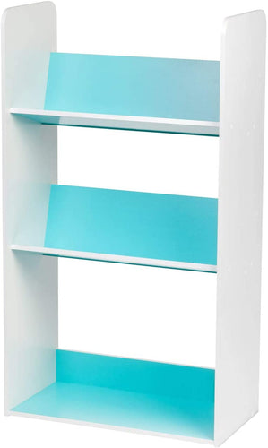 IRIS 3-Tier Tilted Shelf Book Rack, Blue and White