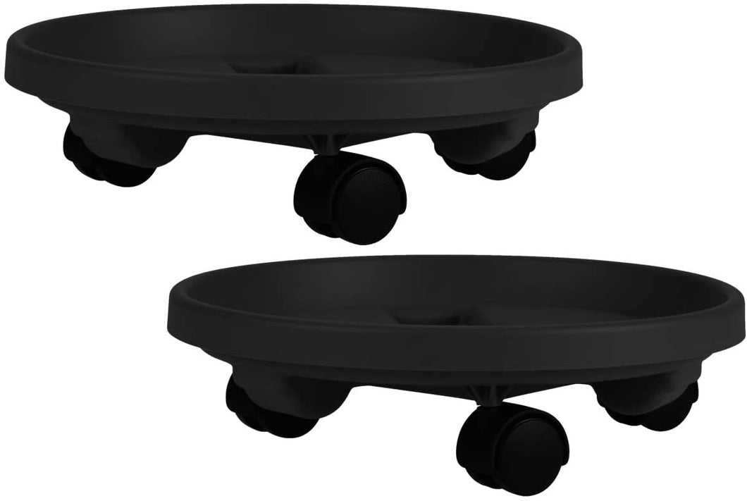 Bloem Caddy Round Plant Stand Caddy w/Wheels Saucer Tray 16 in. (2-Pack)