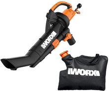 Load image into Gallery viewer, Worx WG509 TRIVAC 12 Amp 3-in-1 Electric Blower/Mulcher/Vacuum with Multi-Stage All Metal Mulching System