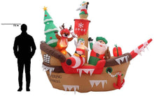 Load image into Gallery viewer, 8 Ft. Inflatable Giant Christmas Pirate Ship Scene
