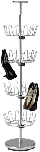 Household Essentials Revolving Four-Tier Shoe Tree, Silver Finish