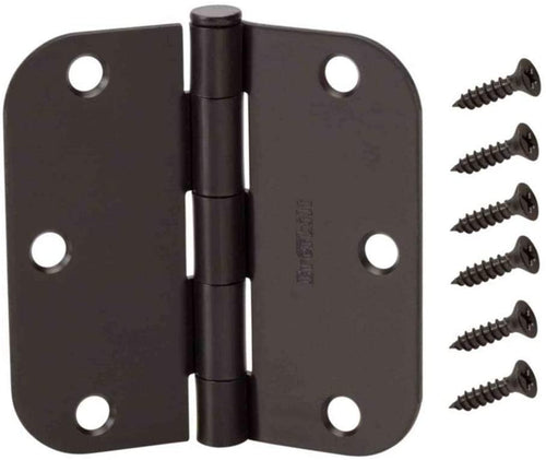 3 Pack (12 Hinges Total) 3-1/2 in. and 5/8 in. Radius Matte Black Smooth Action Hinge