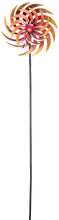 Load image into Gallery viewer, Alpine Corporation 75&quot; Tall Outdoor Dual Metal Rustic Garden Kinetic Wind Spinner Stake, Red and Orange