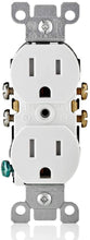Load image into Gallery viewer, Leviton T5320-W 15 Amp, 125 Volt, Tamper Resistant, Duplex Receptacle, Residential Grade, Grounding