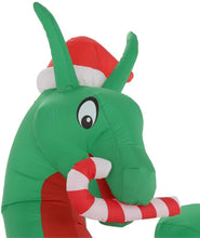 Load image into Gallery viewer, Home Accents Christmas Decoration Animated Inflatable Kaleidoscope Dragon with Santa Hat 12 ft.