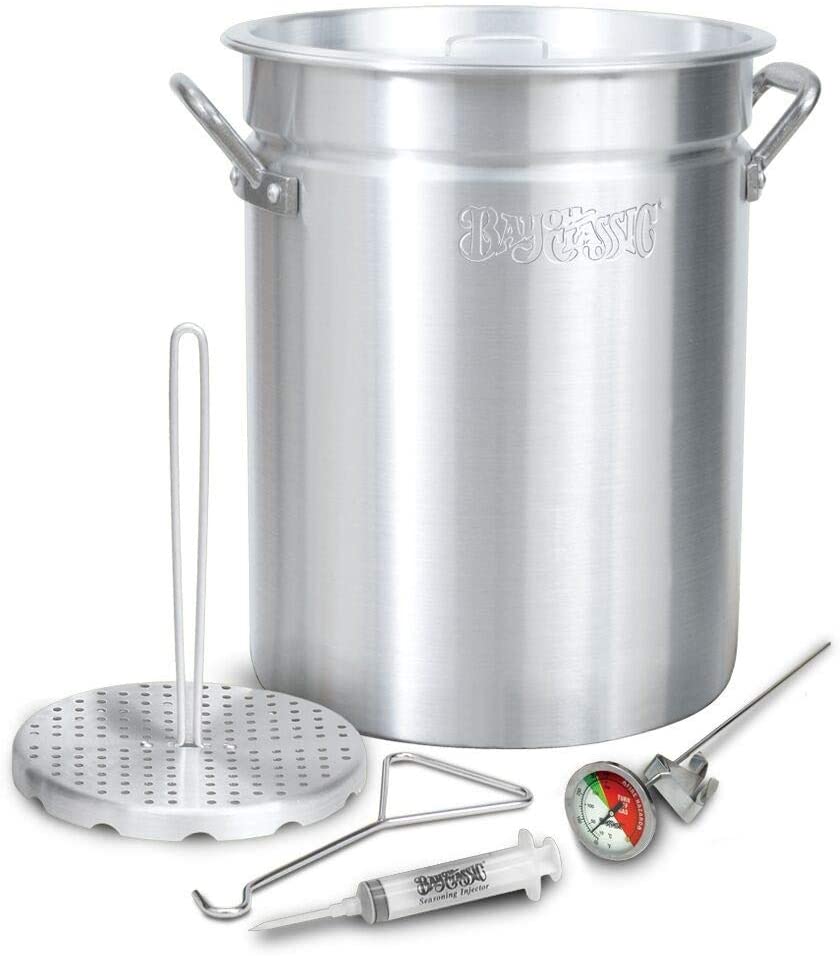 Bayou Classic 3025 30Qt Turkey Fryer Pot, 32 Quart, Silver
