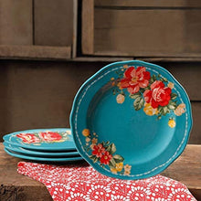 Load image into Gallery viewer, The Pioneer Woman Vintage Floral Teal 8.5" Salad Plate Set, Set of 4