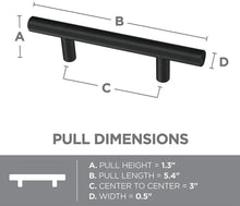 Load image into Gallery viewer, 3 in. (76mm) Center-to-Center Matte Black Bar Pull (10-Pack)