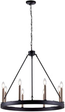 Load image into Gallery viewer, Vanity Art 8 Lights Wagon Wheel Chandelier Light Farmhouse Candle Brass Ceiling Light Fixtures for Living Room VA10518BK+BD