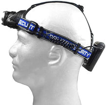 Load image into Gallery viewer, Police Security Elite Blackout Headlamp - T6 LED - 615 Lumen - 7 Hour Battery Life - Camping, Walking, Fishing - Weather Resistant - Strong and Durable - High/Low/Flash