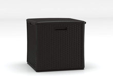 Load image into Gallery viewer, Suncast 60-Gallon Medium Deck Box - Lightweight Resin Indoor/Outdoor Storage Container and Seat for Patio Cushions and Gardening Tools - Store Items on Patio, Garage, Yard - Java