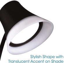Load image into Gallery viewer, OttLite Shine LED Desk Lamp with Qi Wireless Charging and 2.1A USB Charging Port, Black