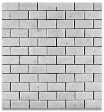 Load image into Gallery viewer, Bianco Carrara White Marble 2 X 4 Honed &amp; Beveled Brick Mosaic Tile - Lot of 50 sq. ft.