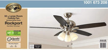 Load image into Gallery viewer, Rockport 52 in. Brushed Nickel LED Smart Ceiling Fan with Light and Remote Works with Google Assistant and Alexa