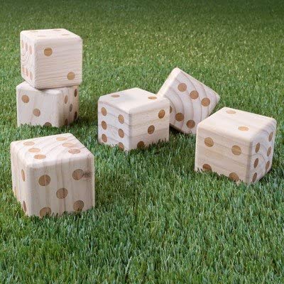 Hey! Play! Giant Wooden Yard Dice With Bag - 7pc Multicolor