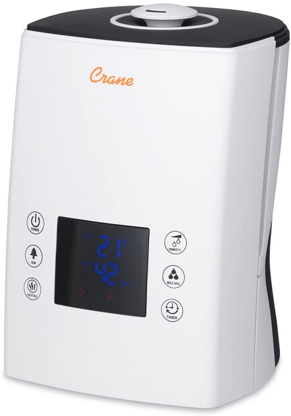 Crane Digital Ultrasonic Warm & Cool Mist Humidifier, 1.2 gallon, Filter Free, Wireless Remote Included